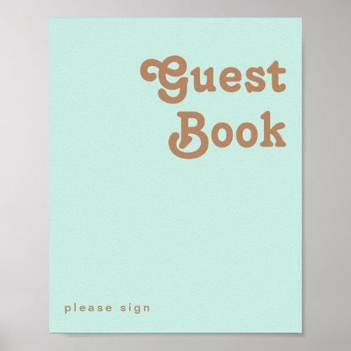 Retro Beach  Aqua Guest Book Sign