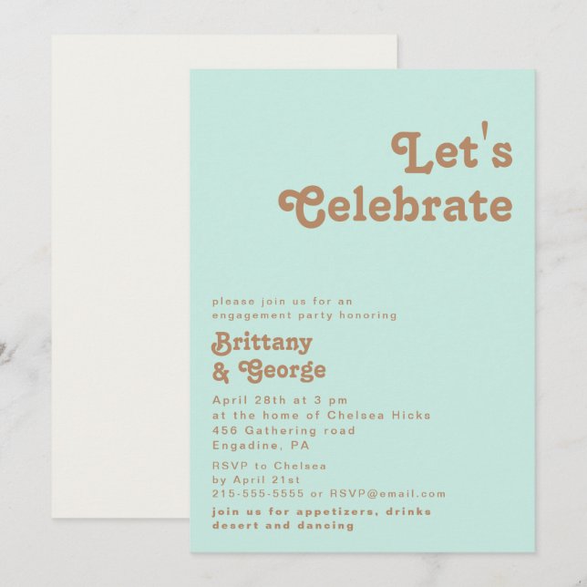 Retro Beach | Aqua Let's Celebrate Invitation (Front/Back)