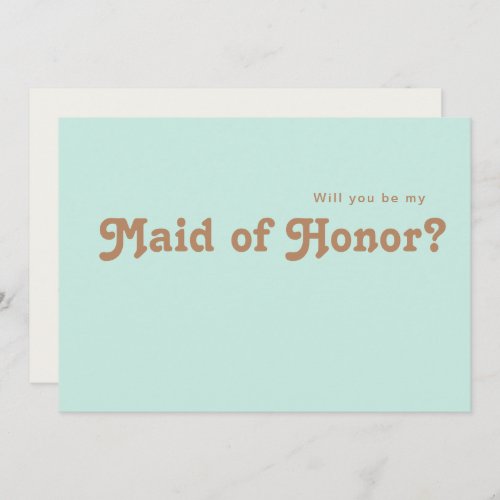 Retro Beach  Aqua Maid Of Honor Proposal Card