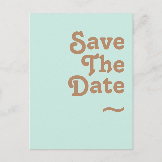 Retro Beach | Aqua Save The Date Postcard (Front)