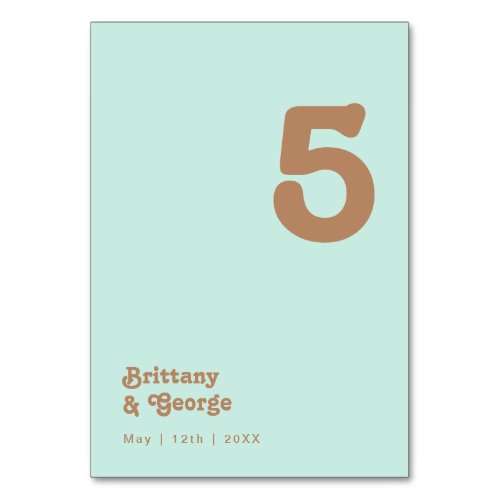 Retro Beach  Aqua Table Number