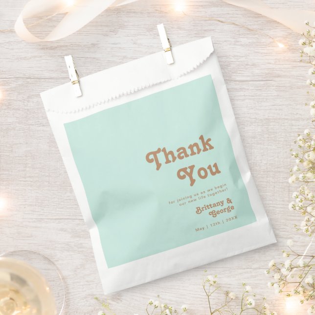 Retro Beach | Aqua Thank You Favor Bag (Clipped)