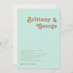 Retro Beach Aqua Wedding Invitation