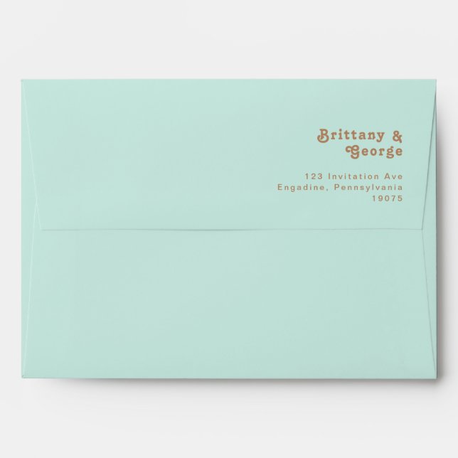 Retro Beach | Aqua Wedding Invitation Envelope (Back (Top Flap))