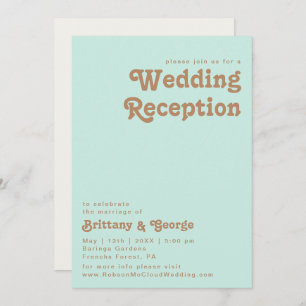 Retro Beach Aqua Wedding Reception Invitation