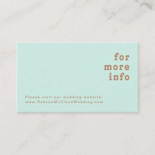 Retro Beach  Aqua Wedding Website Enclosure Card