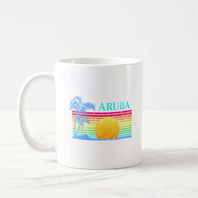 Retro Beach Aruba Sunset Coffee Mug (Left)