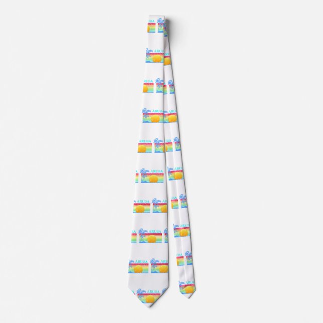 Retro Beach Aruba Sunset Neck Tie (Front)