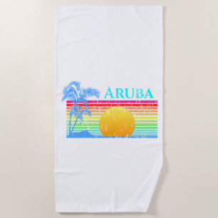Retro Beach Aruba Sunset Towel