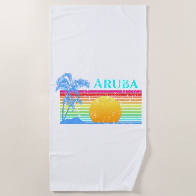 Retro Beach Aruba Sunset Towel (Front)