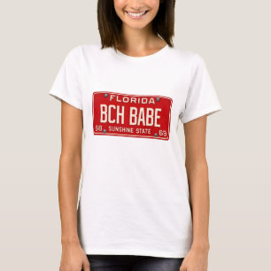 Retro Beach Babe 1969   FL License Plate Graphic T-Shirt
