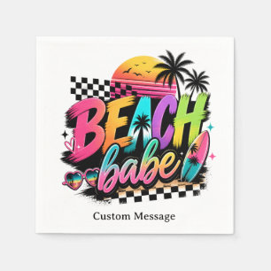 Retro Beach Babe Tropical Summer Personalized Napkins