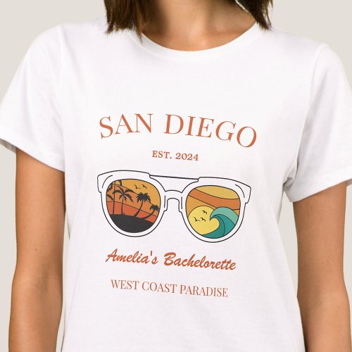 Retro Beach Bachelorette Party Girls Trip Custom T_Shirt