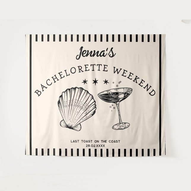Retro beach bachelorette weekend banner backdrop (Front (Horizontal))