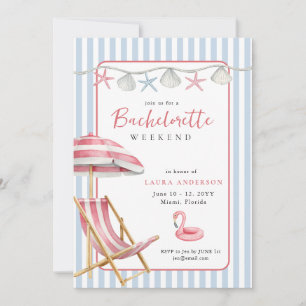 Retro Beach Bachelorette weekend Itinerary Invitation
