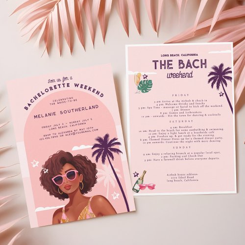 Retro Beach Bachelorette Weekend Itinerary Invitation