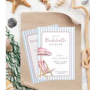 Retro Beach Bachelorette weekend Itinerary Invitation