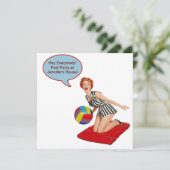 Retro Beach Ball Pool Party Invitation (Standing Front)