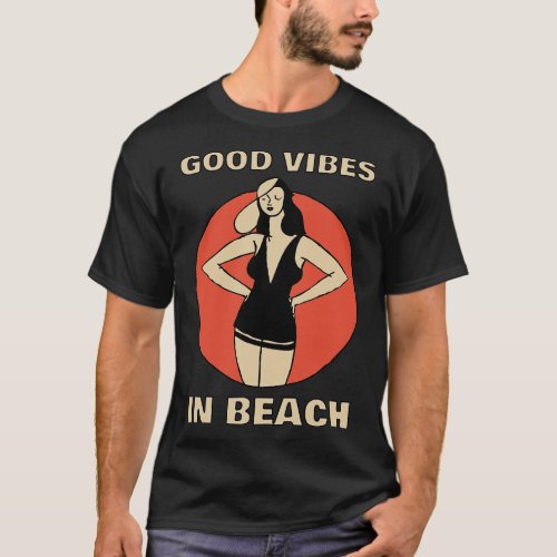 Retro Beach Beauty Sunset T_Shirt