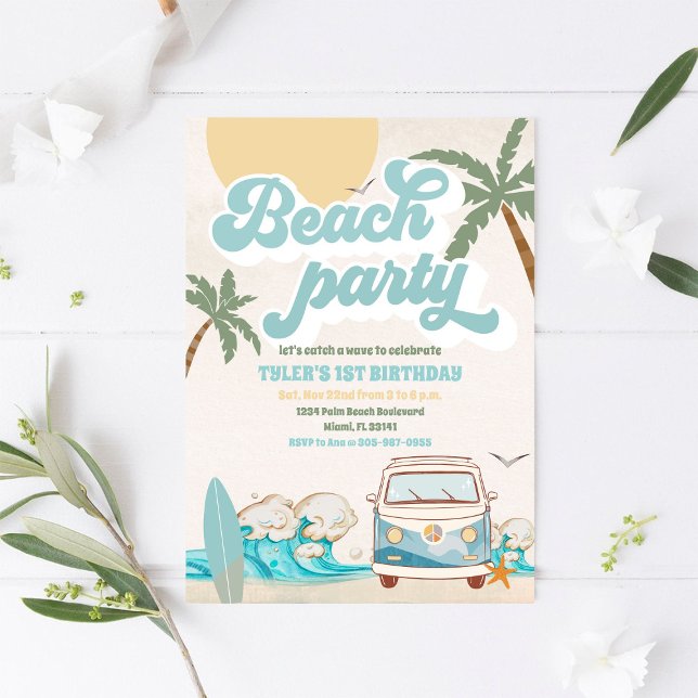 Retro Beach Birthday Party Invitation (Creator Uploaded)