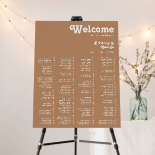 Retro Beach Brown Alphabetical Seating Chart Foam Board