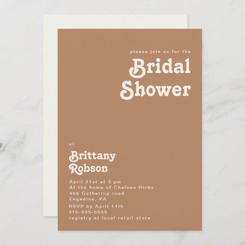 Retro Beach  Brown Bridal Shower Invitation