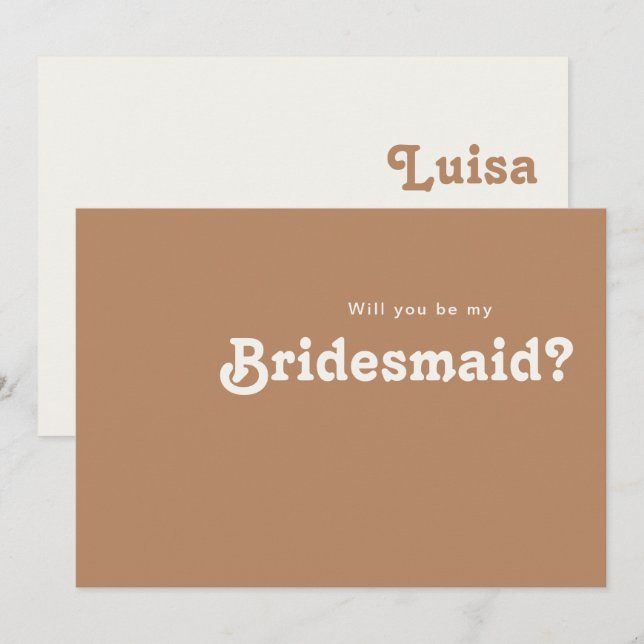 Retro Beach | Brown Bridesmaid Proposal Card (Front/Back)
