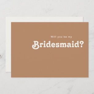 Retro Beach Brown Bridesmaid Proposal Card