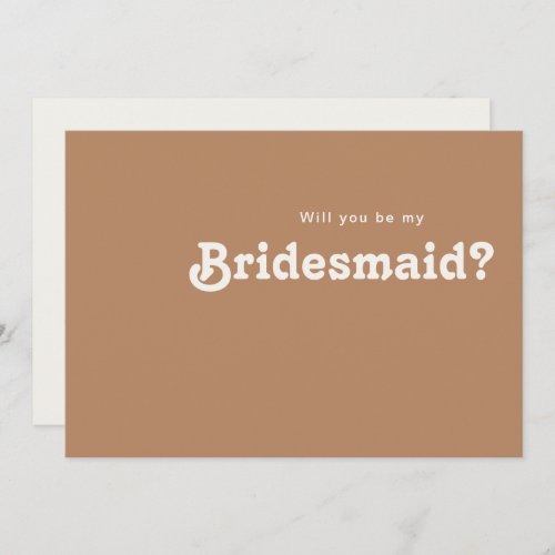 Retro Beach  Brown Bridesmaid Proposal Card
