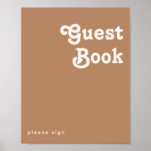 Retro Beach  Brown Guest Book Sign