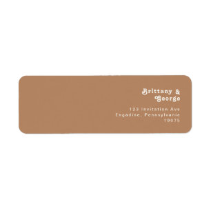 Retro Beach Brown Return Address Label