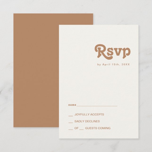 Retro Beach | Brown RSVP Card (Front/Back)