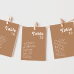 Retro Beach | Brown Table Number Chart<br><div class="desc">This retro beach | brown table number chart is perfect for your simple vintage, colorful tropical boho summer wedding. Its unique bohemian mid-century font gives this design a classic minimalist groovy hippie vibe. Suppose you're looking for a design that features bright, rustic coastal ocean colors for your creative 70's destination...</div>