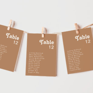 Retro Beach   Brown Table Number Chart