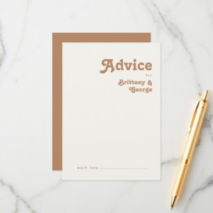 Retro Beach Brown Wedding Advice Card