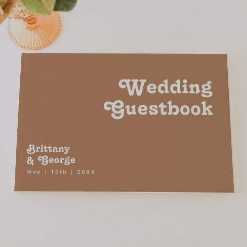 Retro Beach  brown Wedding Guestbook