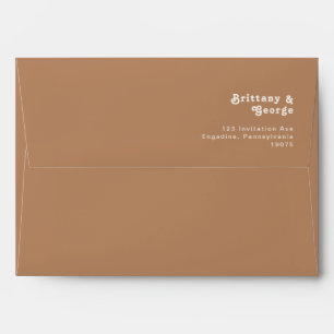 Retro Beach Brown Wedding Invitation Envelope