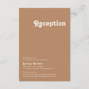Retro Beach Brown Wedding Reception Card