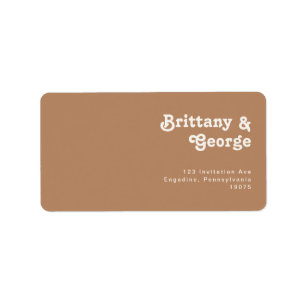 Retro Beach Brown Wedding RSVP Return Address Label