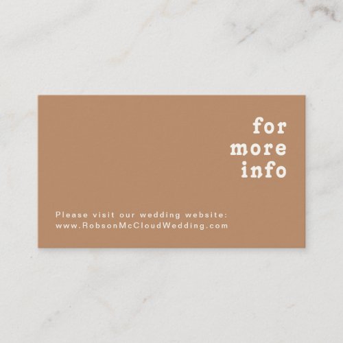 Retro Beach  Brown Wedding Website Enclosure Card