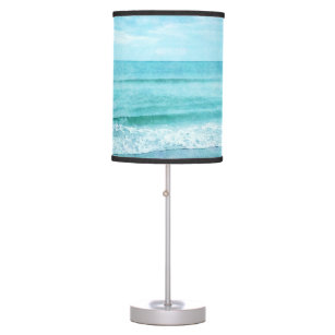 Retro Beach - Coastal Ocean Teal Blue Watercolor Table Lamp