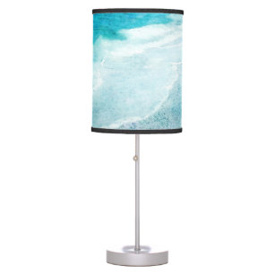 Retro Beach - Coastal Teal Blue Ocean Watercolor Table Lamp