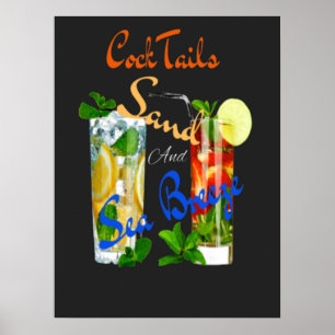 Retro Beach Cocktails Poster
