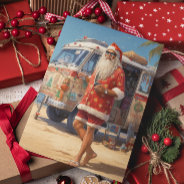 Retro Beach Cool Santa  Holiday Card at Zazzle