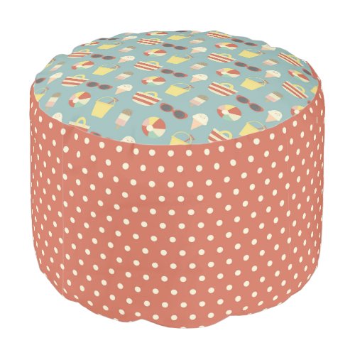 Retro Beach Days and Polka Dots Pouf