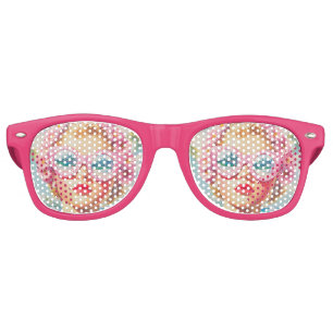 Retro Beach Girl with Floral Sunglasses