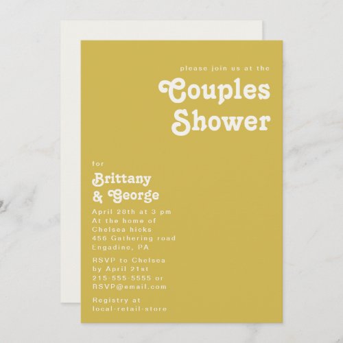 Retro Beach  Gold Couples Shower Invitation
