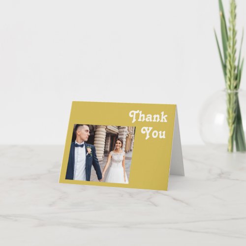 Retro Beach  Gold Folded Photo Thank You Card