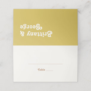 Retro Beach Gold Folded Place Card