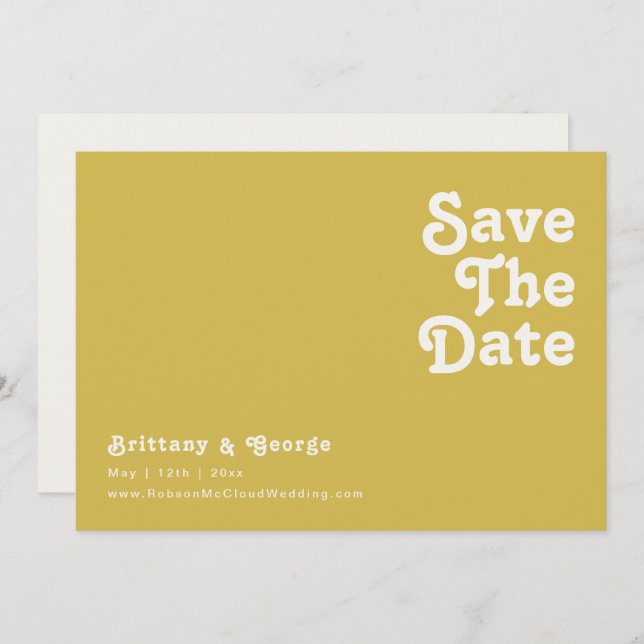 Retro Beach | Gold Horizontal Save The Date (Front/Back)